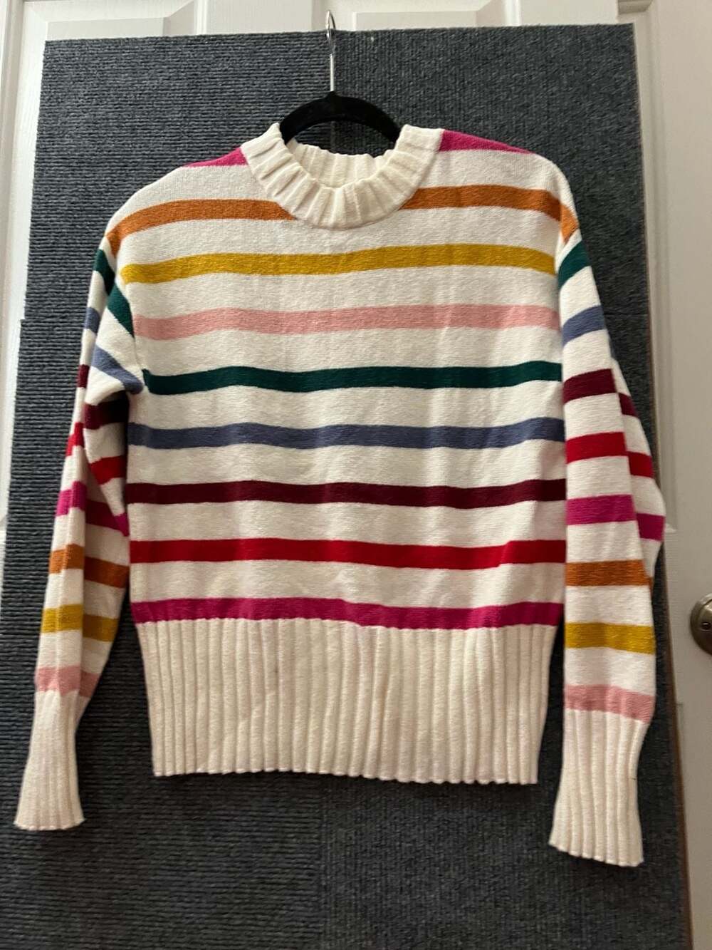 Gap Striped Crewneck Sweater Size XS Cream Multi Long Sleeve Pullover Knit